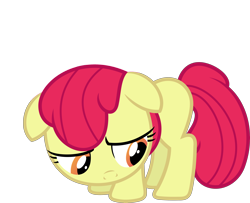 Size: 4500x3650 | Tagged: safe, artist:slb94, edit, editor:slayerbvc, character:apple bloom, species:earth pony, species:pony, episode:call of the cutie, g4, my little pony: friendship is magic, absurd resolution, accessory-less edit, cute, female, filly, floppy ears, head down, missing accessory, sad, sadorable, simple background, solo, transparent background, vector, vector edit