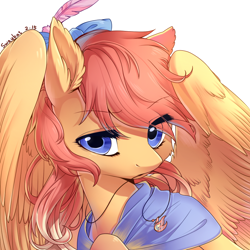 Size: 1000x1000 | Tagged: safe, artist:swaybat, oc, species:pegasus, species:pony, bow, female, jewelry, mare, necklace, simple background, solo, white background