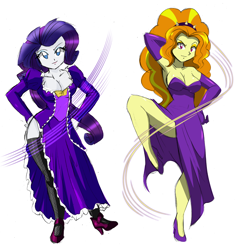 Size: 3008x3192 | Tagged: safe, artist:danmakuman, character:adagio dazzle, character:rarity, my little pony:equestria girls, armpits, female