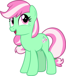 Size: 5561x6310 | Tagged: safe, artist:jhayarr23, character:minty, species:earth pony, species:pony, episode:sundae sundae sundae, g4, spoiler:interseason shorts, absurd resolution, cute, female, freckles, g3 to g4, generation leap, mare, simple background, smiling, solo, transparent background, vector
