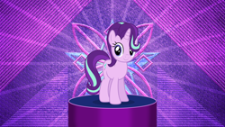 Size: 3840x2160 | Tagged: safe, artist:laszlvfx, artist:luckreza8, edit, character:starlight glimmer, species:pony, species:unicorn, episode:to where and back again, g4, my little pony: friendship is magic, .svg available, abstract background, c:, cute, female, glimmerbetes, hair over one eye, looking at you, mare, simple background, smiling, solo, standing, vector, wallpaper, wallpaper edit