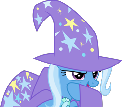 Size: 5000x4381 | Tagged: safe, artist:dashiesparkle, character:trixie, species:pony, species:unicorn, episode:to change a changeling, g4, my little pony: friendship is magic, .svg available, absurd resolution, cape, clothing, female, hat, mare, open mouth, simple background, solo, transparent background, trixie's cape, trixie's hat, vector