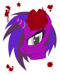 Size: 1100x1375 | Tagged: safe, artist:linedraweer, oc, oc only, oc:eclipse, species:pony, blind, blood, commission, floral head wreath, flower, flower in hair, headcanon, solo, vector, wreath