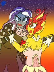 Size: 2496x3312 | Tagged: safe, artist:missmagnificence, character:daydream shimmer, character:nightmare rarity, character:rarity, character:sunset shimmer, my little pony:equestria girls, colored, daydream, daydream shimmer, equestria girls-ified, female, nightmare, showdown