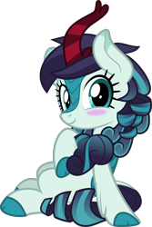 Size: 5227x7812 | Tagged: safe, artist:jhayarr23, character:coloratura, species:kirin, g4, absurd resolution, blushing, cloven hooves, cute, female, kirin-ified, rara, rarabetes, simple background, sitting, smiling, solo, species swap, transparent background, vector