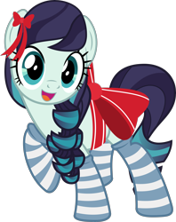 Size: 5591x7057 | Tagged: safe, artist:jhayarr23, character:coloratura, species:earth pony, species:pony, absurd resolution, bow, clothing, cute, female, looking at you, mare, rara, rarabetes, ribbon, simple background, smiling, socks, solo, stockings, striped socks, thigh highs, transparent background, vector