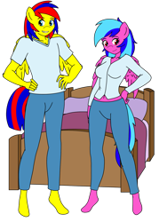 Size: 1039x1450 | Tagged: safe, artist:linedraweer, oc, oc:lightning chaser, oc:lovebug, species:anthro, anthro oc, bed, commission, female, male, shipping, straight, wings
