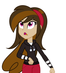 Size: 900x990 | Tagged: safe, artist:wubcakeva, oc, oc:cupcake slash, my little pony:equestria girls, clothing, equestria girls-ified, female, new outfit, open mouth, simple background, solo, transparent background