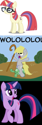 Size: 1272x3776 | Tagged: safe, artist:dashiesparkle, artist:fluttershyisnot adoormat, artist:spaerk, character:derpy hooves, character:moondancer, character:tank, character:twilight sparkle, species:pegasus, species:pony, species:unicorn, age of empires, female, glasses, male, meme, wololo