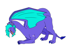 Size: 1476x1039 | Tagged: safe, artist:linedraweer, oc, oc only, oc:jade, species:dragon, background removed, bent over, commission, dragon oc, scar, simple background, solo, tail, transparent background, wings