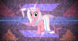 Size: 4096x2160 | Tagged: safe, artist:cheezedoodle96, artist:laszlvfx, edit, character:clear sky, species:pony, species:unicorn, episode:common ground, g4, my little pony: friendship is magic, female, handkerchief, mare, pointing at self, raised hoof, smiling, solo, wallpaper, wallpaper edit