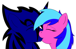 Size: 1260x820 | Tagged: safe, artist:linedraweer, oc, oc only, oc:eclipse, oc:lovebug, species:anthro, anthro oc, female, kissing, male, oc x oc, shipping, simple background, straight, transparent background