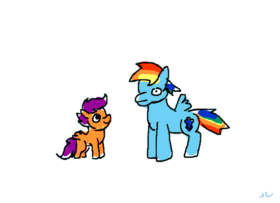 Size: 550x400 | Tagged: safe, artist:docwario, character:rainbow dash, character:scootaloo, species:pegasus, species:pony, animated, asdfmovie, duo, female, filly, frame by frame, mare, perfect loop, puffy cheeks, puking rainbows, rainbow, scootabuse, scootobsession, simple background, squick, vomit, wat, white background