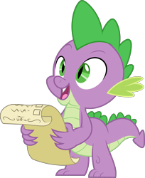 Size: 4084x5000 | Tagged: safe, artist:dashiesparkle, character:spike, species:dragon, episode:triple threat, g4, my little pony: friendship is magic, .ai available, .svg available, absurd resolution, cute, happy, male, scroll, simple background, solo, spikabetes, transparent background, vector
