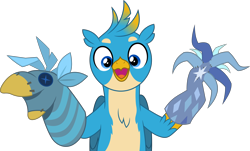 Size: 5000x3019 | Tagged: safe, artist:dashiesparkle, character:gallus, species:griffon, episode:uprooted, g4, my little pony: friendship is magic, .svg available, absurd resolution, cute, gallabetes, hand puppet, happy, male, simple background, smiling, solo, transparent background, vector