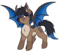 Size: 4706x4144 | Tagged: safe, artist:wickedsilly, oc, oc only, oc:blink, species:bat pony, species:pony, chest fluff, piercing, redesign, simple background, solo, transparent background