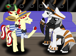 Size: 6700x5000 | Tagged: safe, artist:annedwen, artist:pixelkitties, character:flam, character:flim, species:pony, crossover, emmet, flim flam brothers, ingo, pokéball, pokémon, ponified