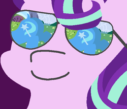 Size: 502x428 | Tagged: safe, artist:threetwotwo32232, edit, editor:luzion, character:starlight glimmer, character:trixie, species:pony, species:unicorn, butt, dat butt, dock, eyes on the prize, eyes on the prize on the eyes, female, lesbian, looking at her butt, meme, plot, prize on the eyes, shipping, smiling, sunglasses