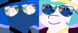 Size: 1004x428 | Tagged: safe, artist:threetwotwo32232, editor:rozyfly10, character:princess celestia, character:princess luna, species:pony, ship:princest, butt, crown, dat butt, double butt, eye reflection, eyes on the prize, female, glasses, incest, jewelry, lesbian, looking at her butt, meme, moonbutt, prize on the eyes, reflection, regalia, royal sisters, shipping, siblings, sisters, smiling, sunbutt, sunglasses, sunglasses eye reflection