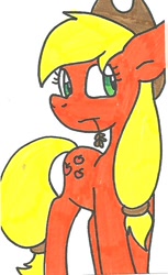 Size: 402x656 | Tagged: safe, artist:cmara, character:applejack, species:earth pony, species:pony, female, solo, traditional art