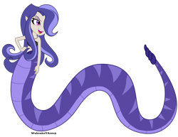 Size: 3000x2320 | Tagged: safe, artist:wubcakeva, oc, oc:euryale, species:lamia, my little pony:equestria girls, bare shoulders, clothing, fangs, female, high res, open mouth, original species, sharp teeth, simple background, sleeveless, solo, teeth, transparent background