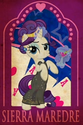Size: 1200x1800 | Tagged: safe, artist:pixelkitties, character:rarity, species:pony, bipedal, clothing, cocktail, crossover, dress, drink, duckface, fallout: new vegas, female, poster, sierra madre, solo