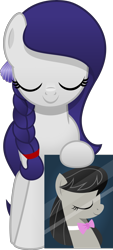 Size: 2879x6371 | Tagged: safe, artist:jhayarr23, character:octavia melody, oc, oc:azure harmony, species:earth pony, species:pony, braid, bust, eyes closed, female, portrait, simple background, solo, transparent background