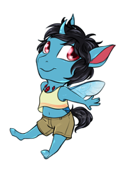 Size: 1244x1760 | Tagged: safe, artist:jc_bbqueen, oc, oc only, species:anthro, species:changeling, species:reformed changeling, species:unguligrade anthro, anthro oc, chibi, clothing, commission, hybrid, male, simple background, smiling, transparent background