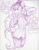 Size: 850x1100 | Tagged: safe, artist:trollie trollenberg, character:derpy hooves, species:anthro, species:pegasus, g4, female, mailpony, mare, monochrome, pizza, skinny, solo, traditional art