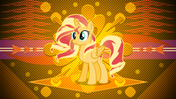 Size: 3840x2160 | Tagged: safe, artist:laszlvfx, artist:orin331, edit, character:sunset shimmer, species:alicorn, species:pony, abstract background, alicornified, female, mare, race swap, shimmercorn, solo, wallpaper, wallpaper edit