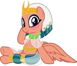 Size: 5507x4765 | Tagged: safe, artist:jhayarr23, character:somnambula, species:pegasus, species:pony, g4, blushing, crossed legs, cute, female, looking at you, mare, simple background, sitting, smiling, solo, somnambetes, transparent background, underhoof
