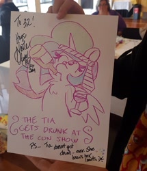 Size: 2268x2639 | Tagged: safe, artist:threetwotwo32232, character:princess celestia, species:alicorn, species:pony, alcohol, convention:alicon, convention:alicon 2019, drinking, drunk, female, glass, mare, signature, traditional art, wine, wine glass, word of god