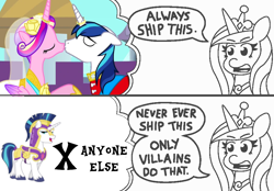 Size: 916x637 | Tagged: safe, artist:threetwotwo32232, edit, edited screencap, screencap, character:princess cadance, character:shining armor, species:pony, ship:shiningcadance, episode:a canterlot wedding, g4, my little pony: friendship is magic, always ship this, female, implied infidelity, male, meme, shipping, straight