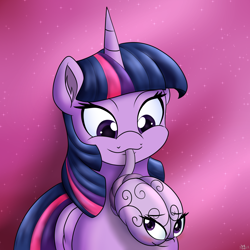 Size: 2000x2000 | Tagged: safe, artist:novaspark, character:twilight sparkle, character:twilight sparkle (alicorn), species:alicorn, species:pony, :3, blushing, brain, brainy twilight, duality, mouth hold, smiling, twolight, wat