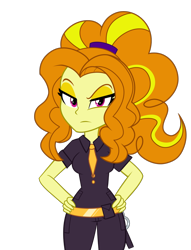 Size: 600x785 | Tagged: safe, artist:wubcakeva, character:adagio dazzle, my little pony:equestria girls, baton, clothing, female, human adagio, lidded eyes, looking at you, police officer, simple background, solo, transparent background