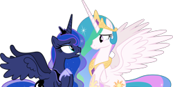 Size: 10000x5050 | Tagged: safe, artist:chrzanek97, artist:dashiesparkle, character:princess celestia, character:princess luna, species:alicorn, species:pony, episode:a royal problem, g4, my little pony: friendship is magic, .svg available, absurd resolution, cutie mark, royal sisters, simple background, transparent background, vector