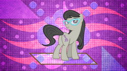 Size: 3840x2160 | Tagged: safe, artist:laszlvfx, artist:slb94, edit, character:octavia melody, species:earth pony, species:pony, accessory swap, backwards cutie mark, butt, female, glasses, looking at you, looking back, looking back at you, mare, plot, smiling, solo, wallpaper, wallpaper edit