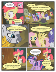 Size: 612x792 | Tagged: safe, artist:newbiespud, edit, edited screencap, screencap, character:apple bloom, character:fluttershy, character:pinkie pie, character:rainbow dash, character:rarity, character:twilight sparkle, character:twilight sparkle (unicorn), character:zecora, species:earth pony, species:pegasus, species:pony, species:unicorn, species:zebra, comic:friendship is dragons, episode:bridle gossip, g4, my little pony: friendship is magic, angry, bit gag, cauldron, comic, dialogue, ear piercing, earring, female, filly, floppy horn, gag, horn, jewelry, mare, messy mane, neck ring, piercing, poison joke, saddle bag, screencap comic, tongue out, wide eyes, zecora's hut