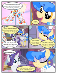 Size: 612x792 | Tagged: safe, artist:newbiespud, edit, edited screencap, screencap, character:rarity, character:sapphire shores, species:pony, comic:friendship is dragons, clothing, comic, dialogue, eyes closed, female, hat, hoof shoes, lidded eyes, makeup, mannequin, mare, raised hoof, screencap comic, starry eyes, top hat, wingding eyes