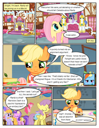 Size: 612x792 | Tagged: safe, artist:newbiespud, edit, edited screencap, screencap, character:amethyst star, character:applejack, character:cloud kicker, character:fluttershy, character:parasol, character:pinkie pie, character:rainbow dash, character:sparkler, character:twilight sparkle, character:twilight sparkle (unicorn), species:earth pony, species:pegasus, species:pony, species:unicorn, comic:friendship is dragons, annoyed, armor, comic, dialogue, eyes closed, female, flower, flower in hair, food, hoof shoes, jelly, male, mare, neckerchief, one wing out, pronking, royal guard, sad, sandwich, screencap comic, stallion, sugarcube corner, wings