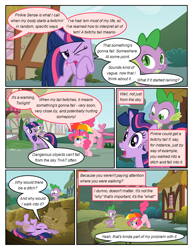 Size: 612x792 | Tagged: safe, artist:newbiespud, edit, edited screencap, screencap, character:twilight sparkle, character:twilight sparkle (unicorn), species:dragon, species:earth pony, species:pony, species:unicorn, comic:friendship is dragons, building, circling stars, clothing, comic, dialogue, dizzy, face down ass up, female, handstand, hat, male, mare, messy mane, mud, on back, one eye closed, raised hoof, riding, screencap comic, slit eyes, umbrella hat, upside down, wink