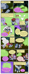 Size: 612x1556 | Tagged: safe, artist:newbiespud, edit, edited screencap, screencap, character:alula, character:nightmare moon, character:noi, character:pinkie pie, character:pipsqueak, character:piña colada, character:pluto, character:princess luna, character:scootaloo, character:sweetie belle, character:zecora, species:earth pony, species:pegasus, species:pony, species:zebra, comic:friendship is dragons, episode:luna eclipsed, g4, my little pony: friendship is magic, animal costume, bandana, chicken pie, chicken suit, clothing, colt, comic, costume, dialogue, ear piercing, earring, everfree forest, eyepatch, female, filly, grin, implied twilight sparkle, jewelry, male, mare, neck rings, piercing, quadrupedal, raised hoof, rearing, scared, screencap comic, smiling, space helmet, statue, wolf costume
