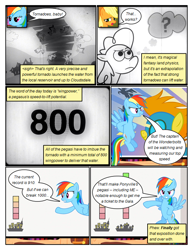 Size: 612x792 | Tagged: safe, artist:newbiespud, edit, edited screencap, screencap, character:applejack, character:rainbow dash, character:spitfire, species:earth pony, species:pegasus, species:pony, comic:friendship is dragons, episode:hurricane fluttershy, g4, my little pony: friendship is magic, clothing, comic, dialogue, female, flying, freckles, goggles, grin, hat, hooves, mare, open mouth, presentation, question mark, screencap comic, smiling, spread wings, tornado, uniform, wings, wonderbolts, wonderbolts uniform