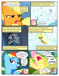 Size: 612x792 | Tagged: safe, artist:newbiespud, edit, edited screencap, screencap, character:applejack, character:fluttershy, character:rainbow dash, species:breezies, species:earth pony, species:pegasus, species:pony, comic:friendship is dragons, angry, clothing, comic, dialogue, eeee, eyes closed, female, flying, freckles, happy, hat, mare, saddle bag, screencap comic, smiling, surprised, suspicious, yelling