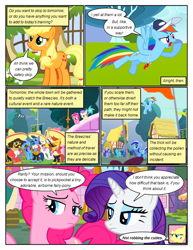 Size: 612x792 | Tagged: safe, artist:newbiespud, edit, edited screencap, screencap, character:alula, character:applejack, character:bon bon, character:dizzy twister, character:fluttershy, character:lyra heartstrings, character:meadow song, character:minuette, character:orange swirl, character:pinkie pie, character:pluto, character:rainbow dash, character:rarity, character:ruby pinch, character:sea swirl, character:sweetie drops, character:twinkleshine, species:earth pony, species:pegasus, species:pony, species:unicorn, comic:friendship is dragons, background pony, background pony audience, baseball cap, cap, clothing, comic, dialogue, female, filly, flying, freckles, frown, glare, hat, looking down, male, mare, musical instrument, raised hoof, screencap comic, smiling, sombrero, stallion, violin, whistle