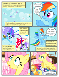 Size: 612x792 | Tagged: safe, artist:newbiespud, edit, edited screencap, screencap, character:applejack, character:fluttershy, character:linky, character:rainbow dash, character:shoeshine, species:breezies, species:earth pony, species:pegasus, species:pony, comic:friendship is dragons, episode:it ain't easy being breezies, g4, my little pony: friendship is magic, background pony, background pony audience, clothing, comic, dialogue, female, flying, freckles, hat, holding hooves, looking up, mare, mushroom hat, saddle bag, screencap comic, smiling, wide eyes, worried