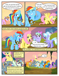 Size: 612x792 | Tagged: safe, artist:newbiespud, edit, edited screencap, screencap, character:cloudchaser, character:dust devil, character:flitter, character:fluttershy, character:jetstream, character:rainbow dash, character:spike, character:spitfire, character:spring skies, character:twilight sparkle, character:twilight sparkle (unicorn), species:dragon, species:pegasus, species:pony, species:unicorn, comic:friendship is dragons, episode:hurricane fluttershy, g4, my little pony: friendship is magic, background pony, bow, clothing, comic, covering ears, dialogue, female, goggles, hair bow, holding a pony, looking up, male, mare, screencap comic, smiling, uniform, walking, warm front, wonderbolts, wonderbolts uniform