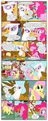 Size: 612x1551 | Tagged: safe, artist:newbiespud, edit, edited screencap, screencap, character:berry punch, character:berryshine, character:fluttershy, character:gilda, character:pinkie pie, character:rainbow dash, species:duck, species:earth pony, species:griffon, species:pegasus, species:pony, comic:friendship is dragons, episode:griffon the brush-off, g4, my little pony: friendship is magic, background pony, comic, dialogue, duckling, eyes closed, female, looking up, mare, raised hoof, running, screencap comic, sugarcube corner