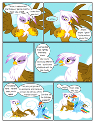 Size: 612x792 | Tagged: safe, artist:newbiespud, edit, edited screencap, screencap, character:gilda, character:rainbow dash, species:griffon, species:pegasus, species:pony, comic:friendship is dragons, episode:griffon the brush-off, g4, my little pony: friendship is magic, cloud, comic, dialogue, everything is fixed, female, flying, mare, on a cloud, sad, screencap comic, sitting