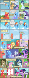Size: 600x1592 | Tagged: safe, artist:newbiespud, edit, edited screencap, screencap, character:applejack, character:doctor whooves, character:fluttershy, character:pinkie pie, character:rainbow dash, character:rarity, character:shining armor, character:soarin', character:spike, character:time turner, character:trixie, character:twilight sparkle, character:twilight sparkle (unicorn), species:dragon, species:earth pony, species:pegasus, species:pony, species:unicorn, comic:friendship is dragons, angry, annoyed, background pony, bags under eyes, bendy straw, bow tie, card, cloak, clothing, cloud, comic, crossed arms, d:, dialogue, eyes closed, female, female pov, flying, freckles, frown, goggles, hat, looking down, male, mane seven, mane six, mare, nervous, offscreen character, open mouth, pointing, pov, raised hoof, screencap comic, sitting, slit eyes, stallion, straw in mouth, thinking, yoke